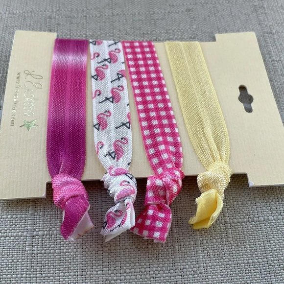 L. Erickson Women Hair Pony Tail Multi Color Hair Tie France Luxe Set Of 4 - Picture 2 of 8